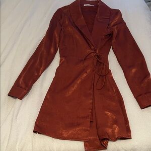 Chic Long Sleeve Rust Dress